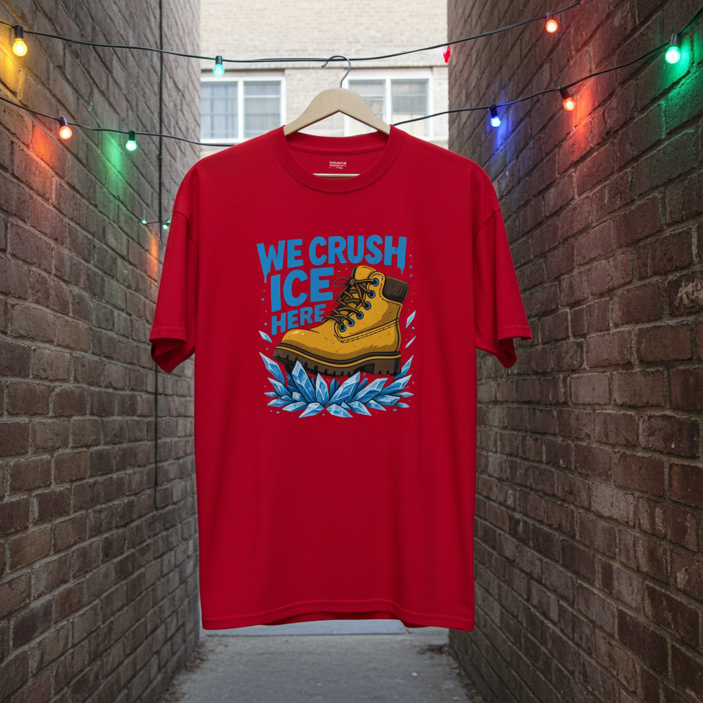 WE CRUSH ICE HERE Graphic Tee | Rebellious Streetwear | REBELLIOVESTIS