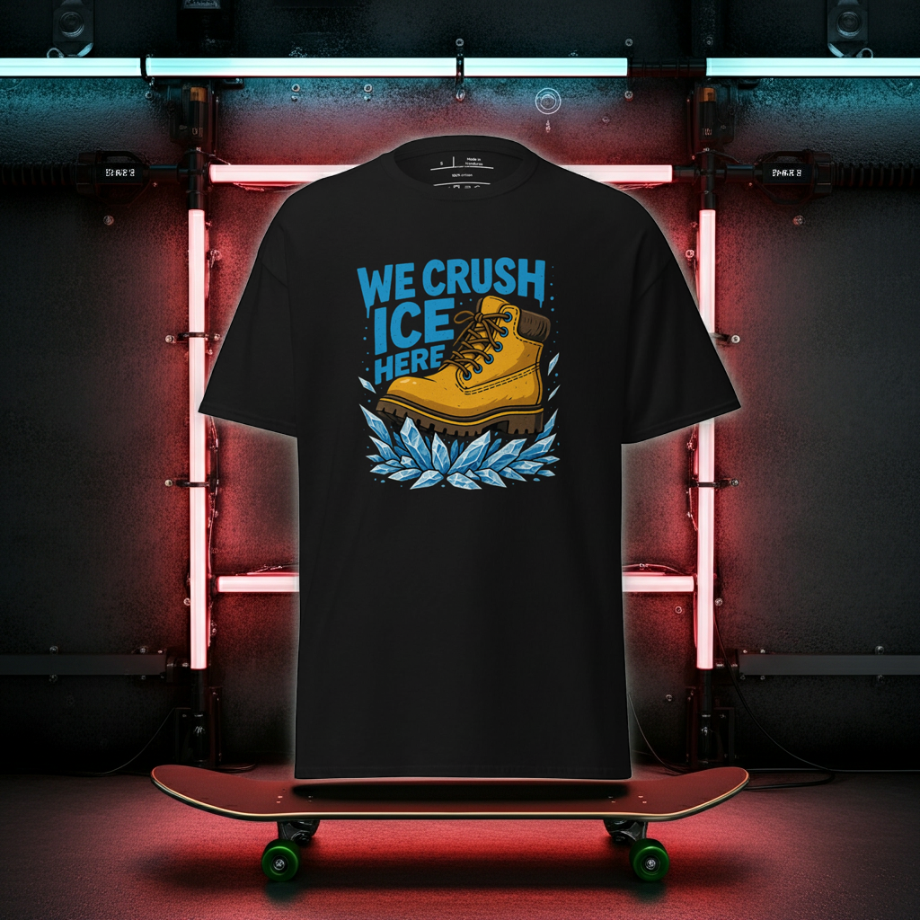 WE CRUSH ICE HERE Graphic Tee | Rebellious Streetwear | REBELLIOVESTIS